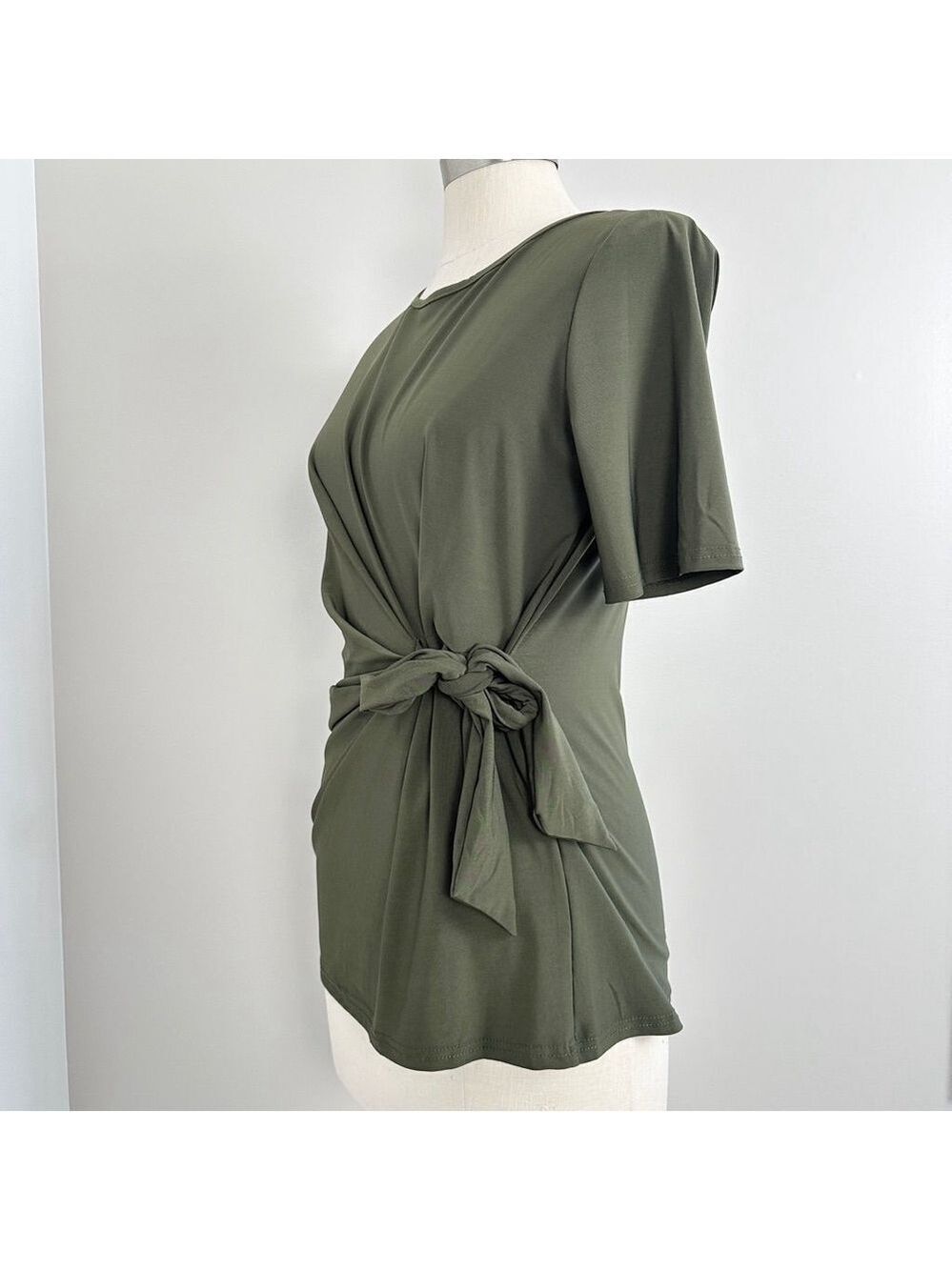 Women's DKR & Co Green Short Sleeve Tie-Front Top Size S New - Picture 3 of 8